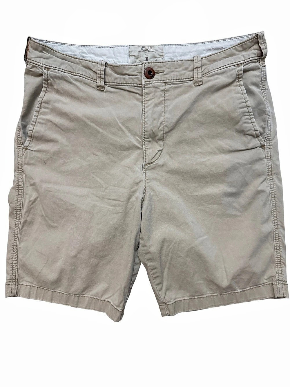 Hollister Classic Fit Y2K Men’s Khaki Shorts Size 31 HCO Surf Beach California